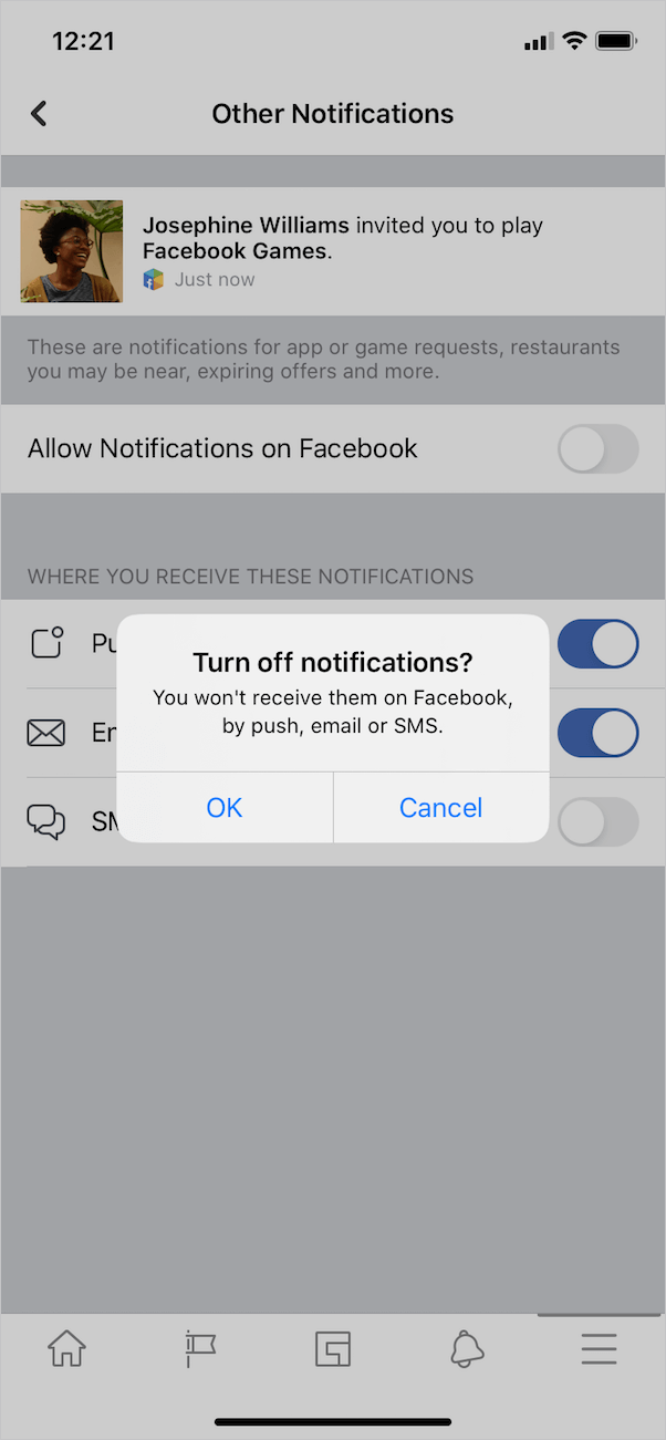 turn off notifications confirm