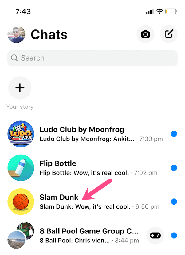 game notifications in messenger