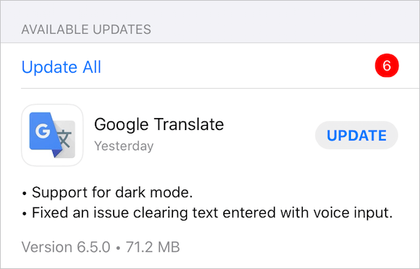 google translate adds dark mode support on iphone and ipad