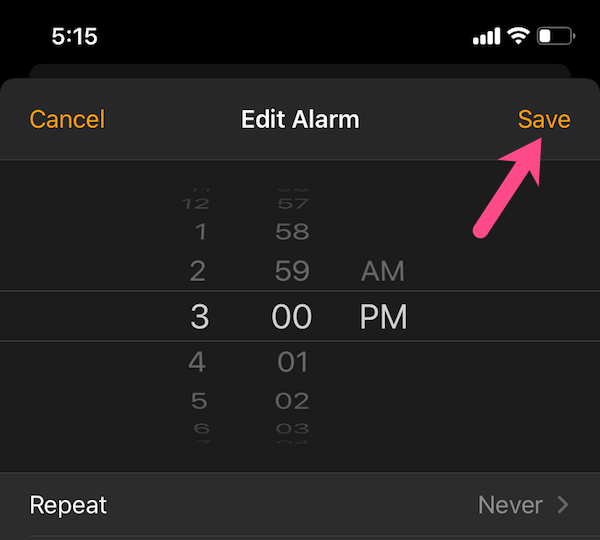 save an alarm in ios