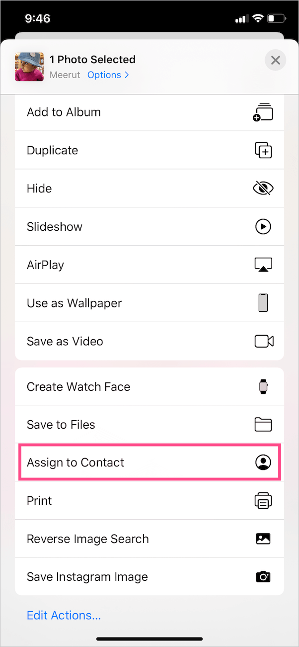 assign photo to contact in ios 13