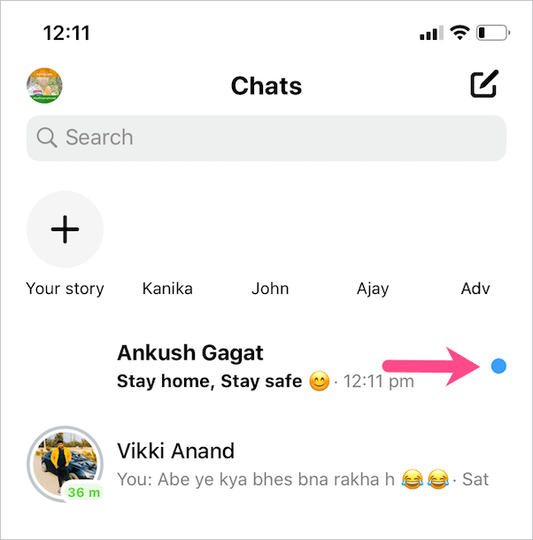 What a Blue Dot Facebook Stories and Messenger?