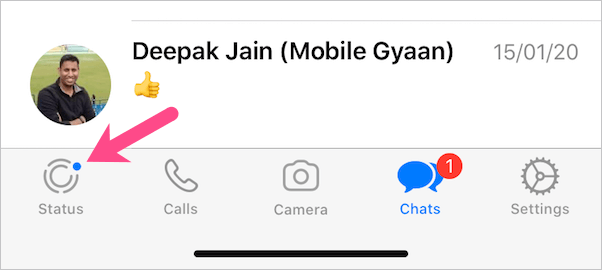 Blue dot in WhatsApp on iPhone