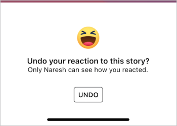 delete reaction on facebook story