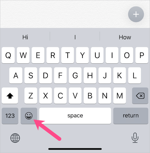 emoji button in ios 13 keyboard