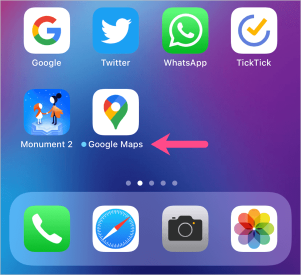 blue dot next to iphone apps