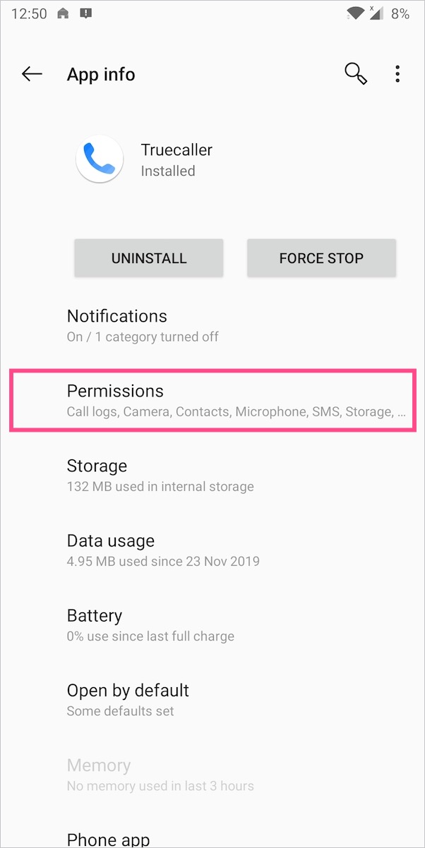 manage app permissions on android