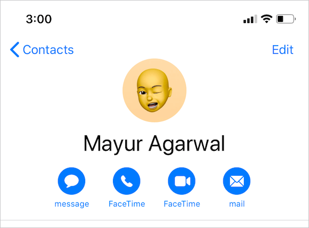 custom memoji as contact avatar