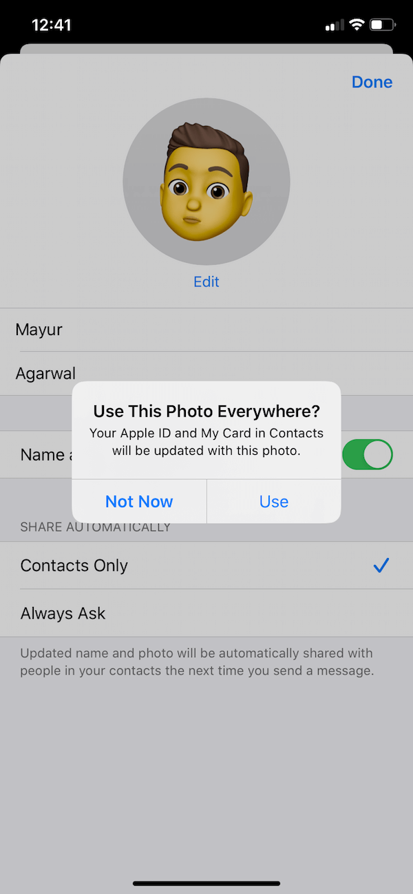 use this photo everywhere in messages app