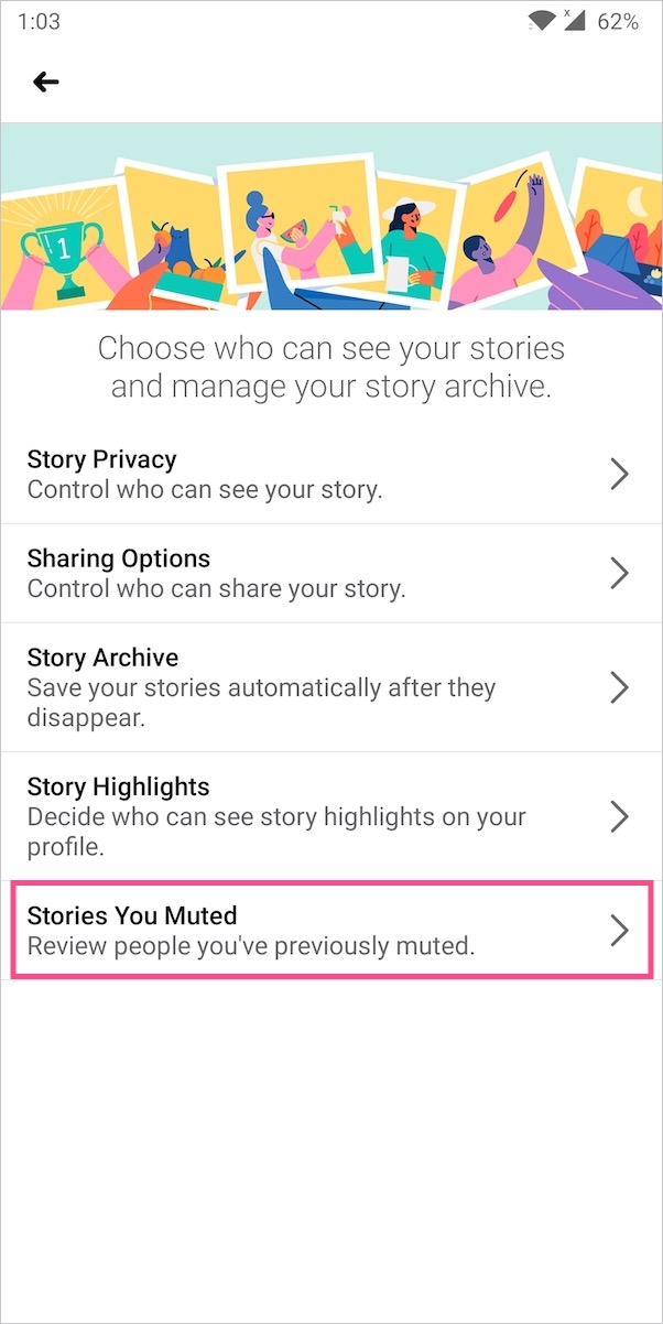 view muted stories in facebook on android