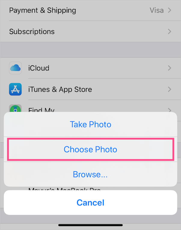 choose photo for apple id profile picture