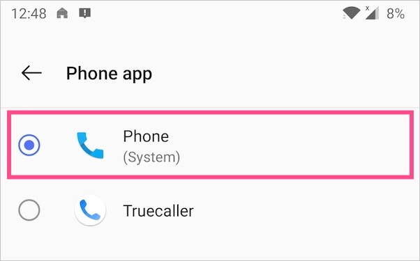 remove truecaller as default calling app