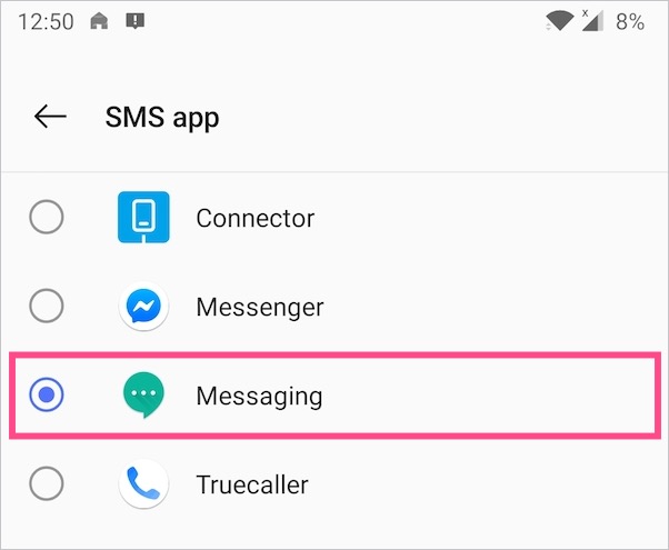 remove Truecaller as default sms app