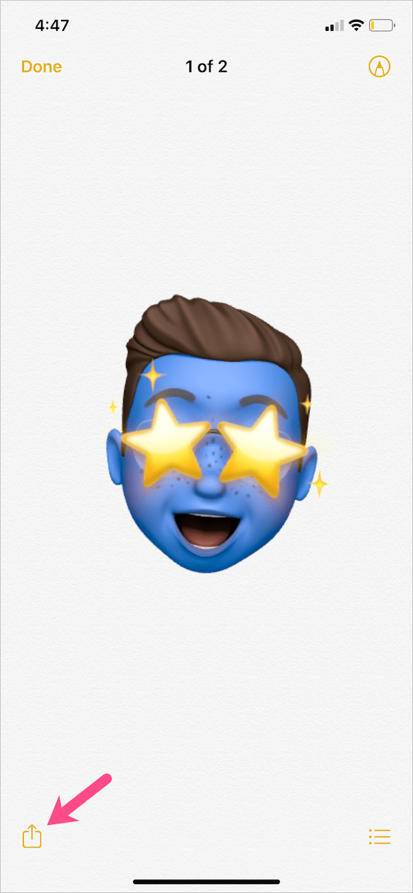 memoji sticker in full screen in notes app