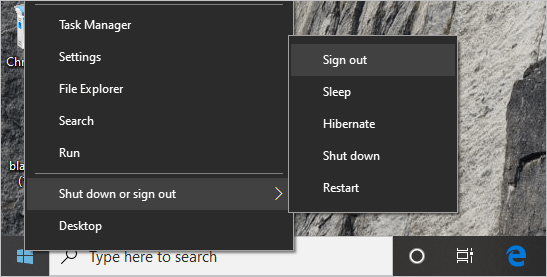 sign out of windows 10