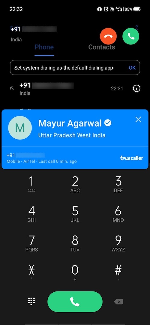 popup incoming call notification from truecaller