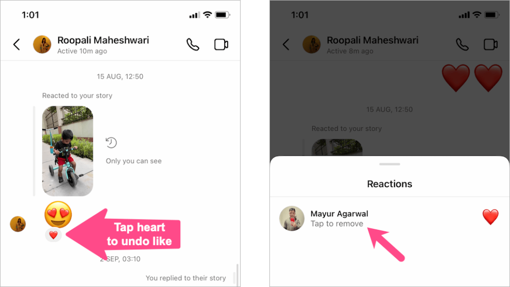 Here's how you can Like a Reaction on Instagram Story