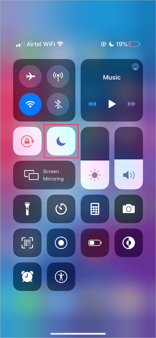 control center on iphone