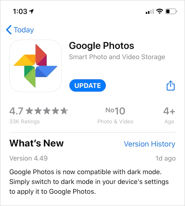 google photos gets dark mode in ios 13