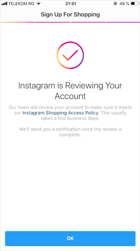 account review for instagram shopping