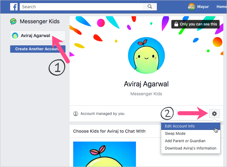 manage facebook messenger kids account on desktop