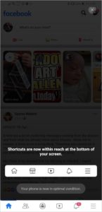 edit shortcut bar facebook app
