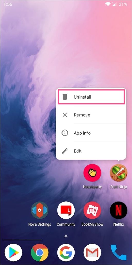 How to Uninstall Apps from Home screen in Nova Launcher