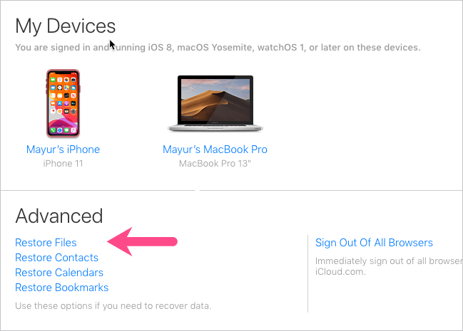 restore deleted files from iCloud