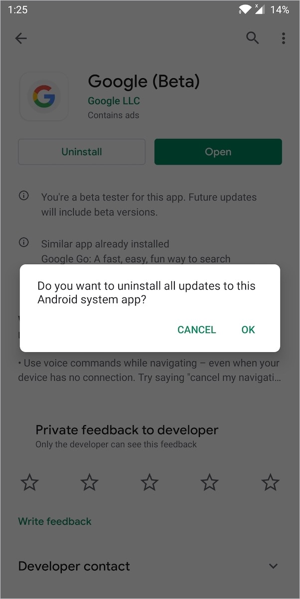 uninstall all app updates from play store