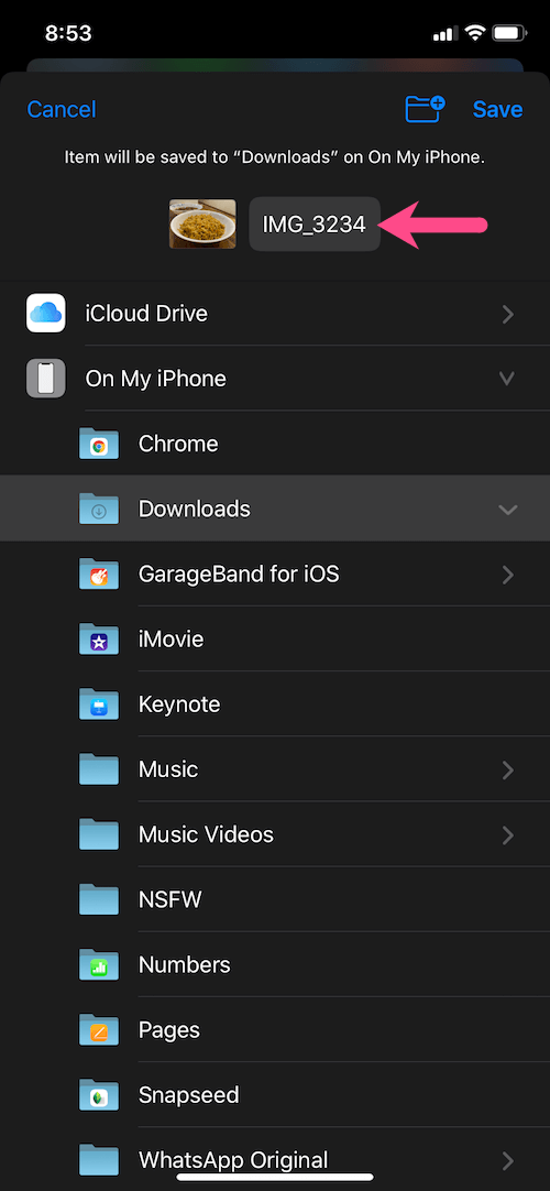 change file name in files app on iphone