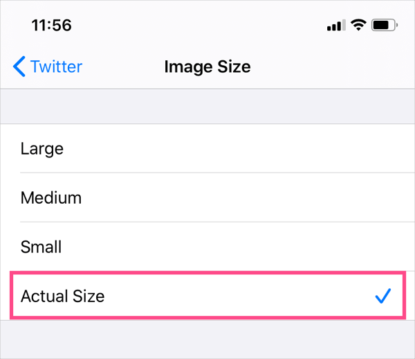 change upload image size in twitter on iphone