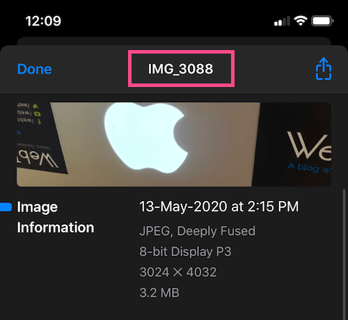 default file name of photo on iphone