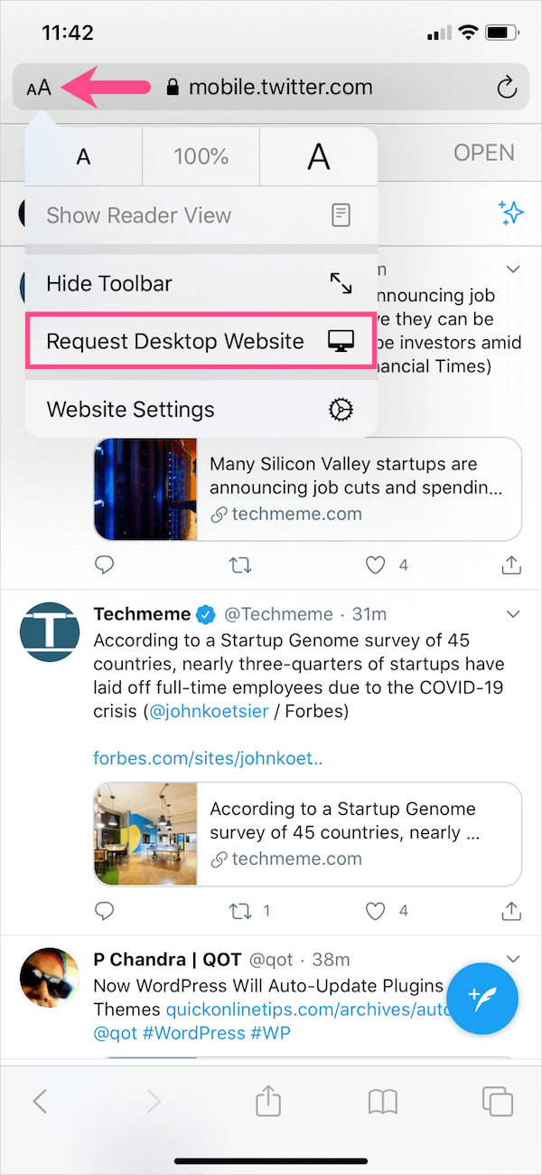 request desktop website in safari on iphone