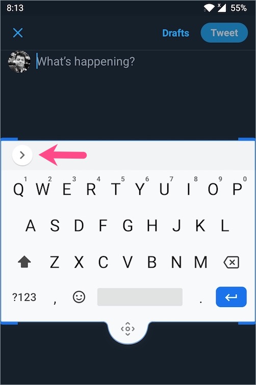 floating google keyboard on android