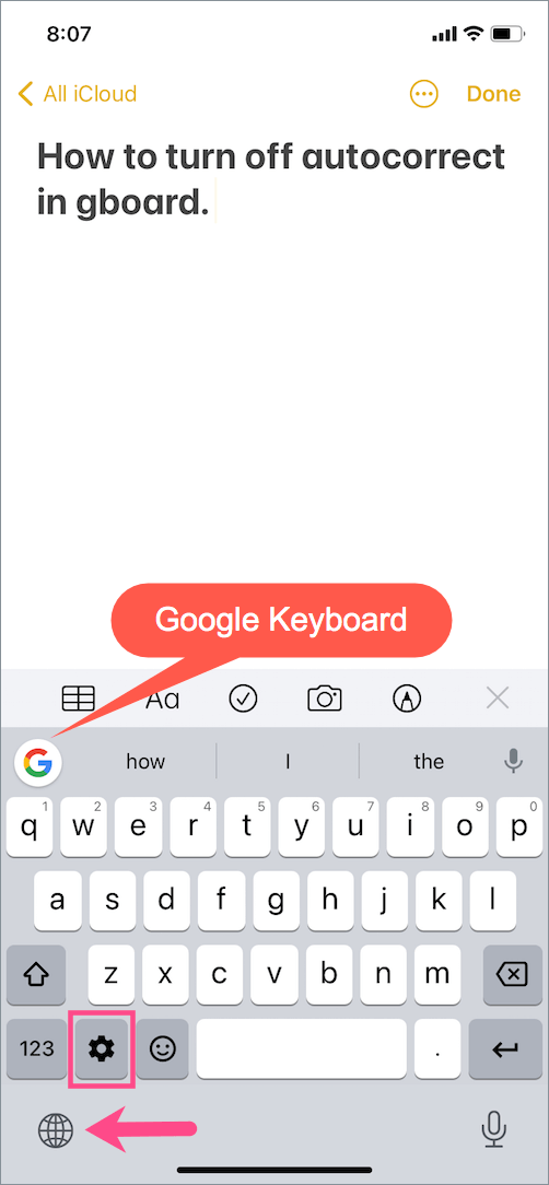 google keyboard running on iphone