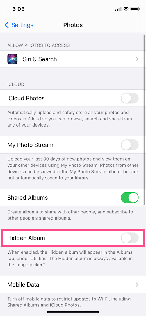 hidden photo album iphone