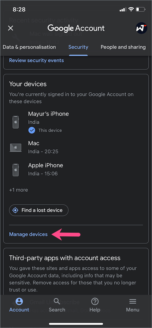 manage google devices on phone