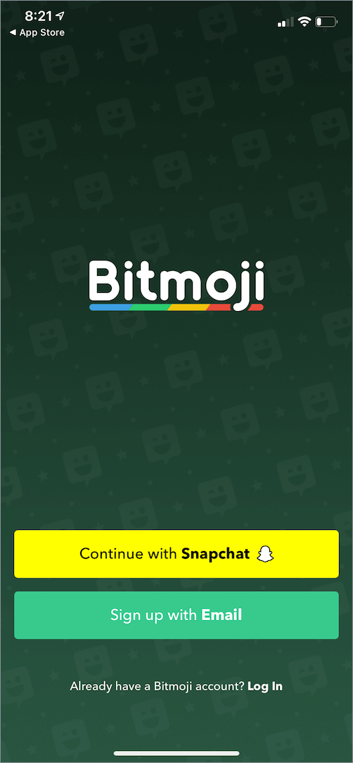 sign in to bitmoji app