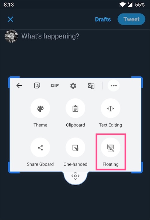 how to disable floating keyboard in gboard