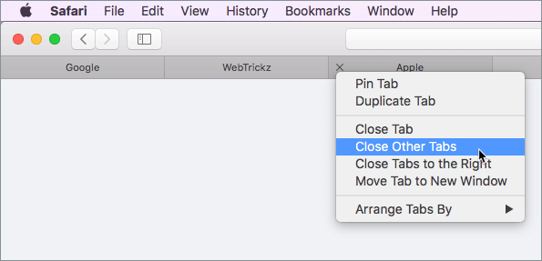 close tabs in safari browser on mac