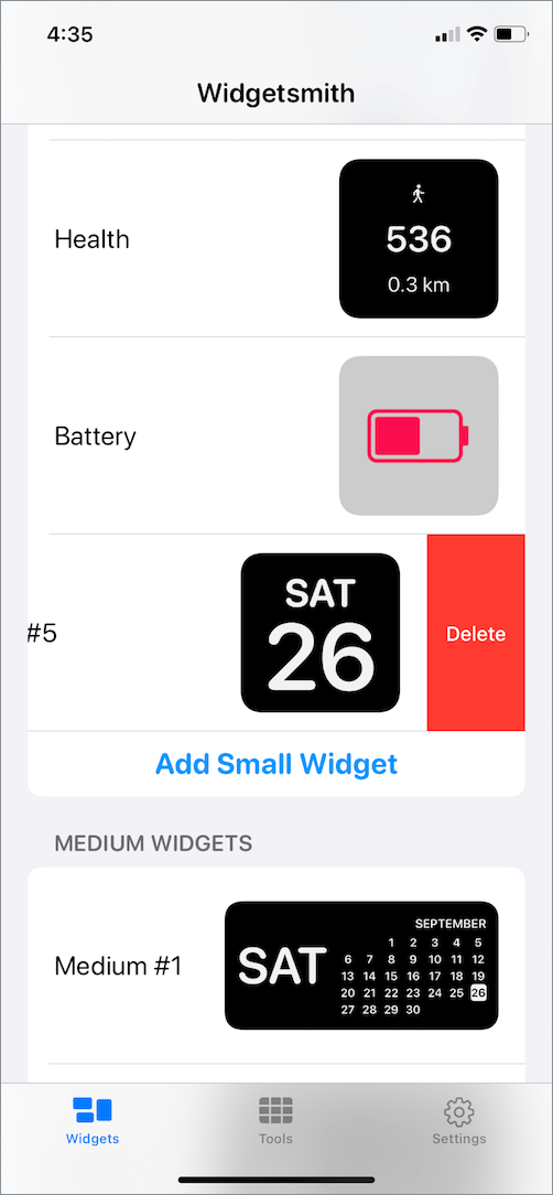 how to delete widgets in widget smith