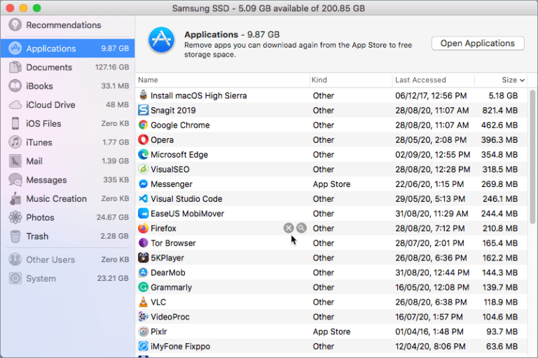 how to see startup disk space on mac