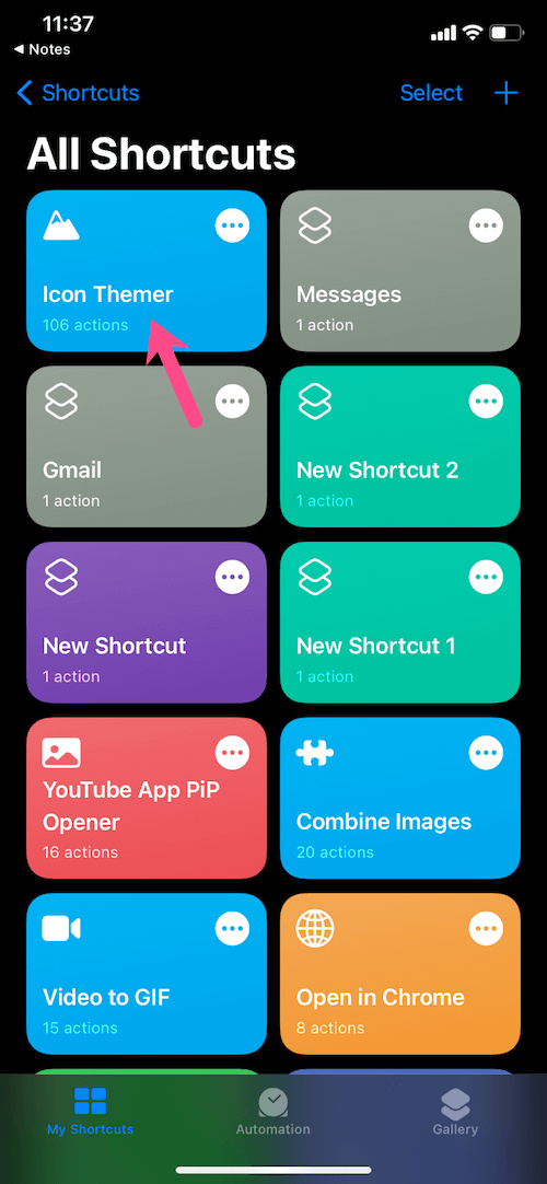 how to run icon themer shortcut