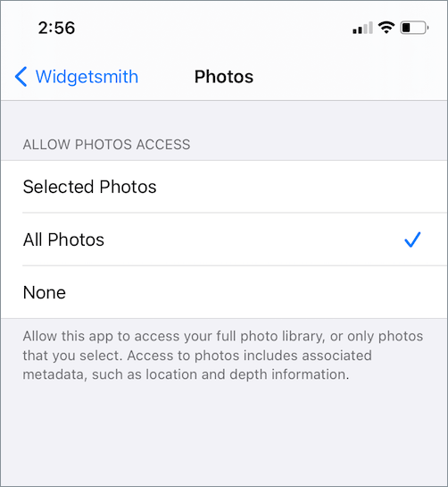 allow widgetsmith access to photo library