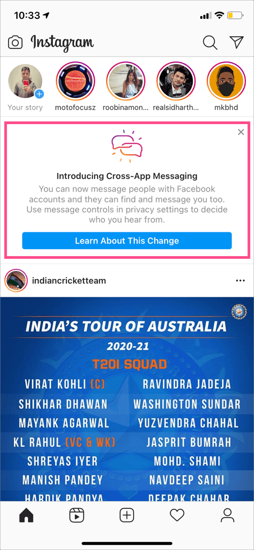 new instagram direct message update notification