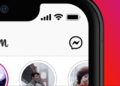 messenger icon at the top of Instagram app