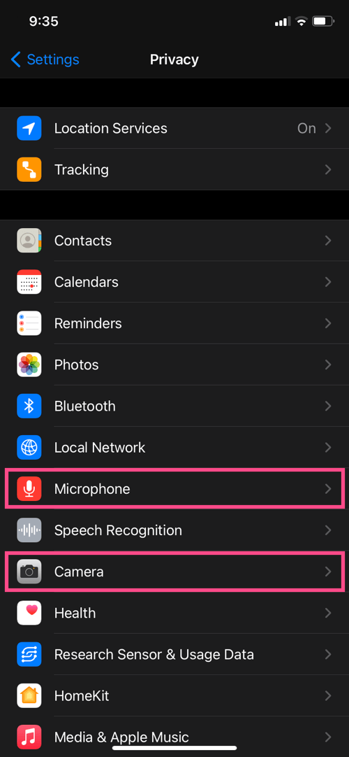 privacy setting on iphone