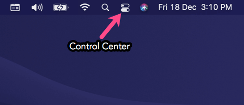 control center in menu bar on macOS Big Sur