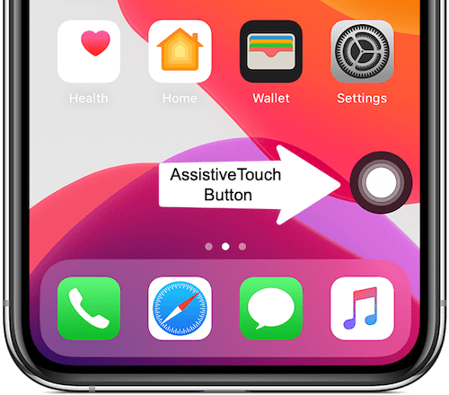 assistive touch button on iPhone screen