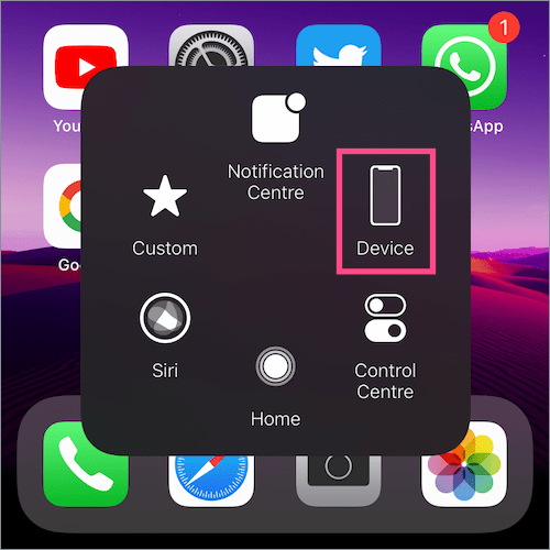 assistive touch menu on iPhone 15